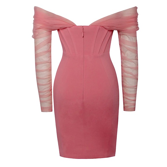 Miss Circle Zofia Pink Off the Shoulder Corset Dress. Size L - Picture 5 of 9